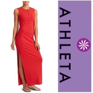 Athleta Ribbed Micro Striped Maxi Dress